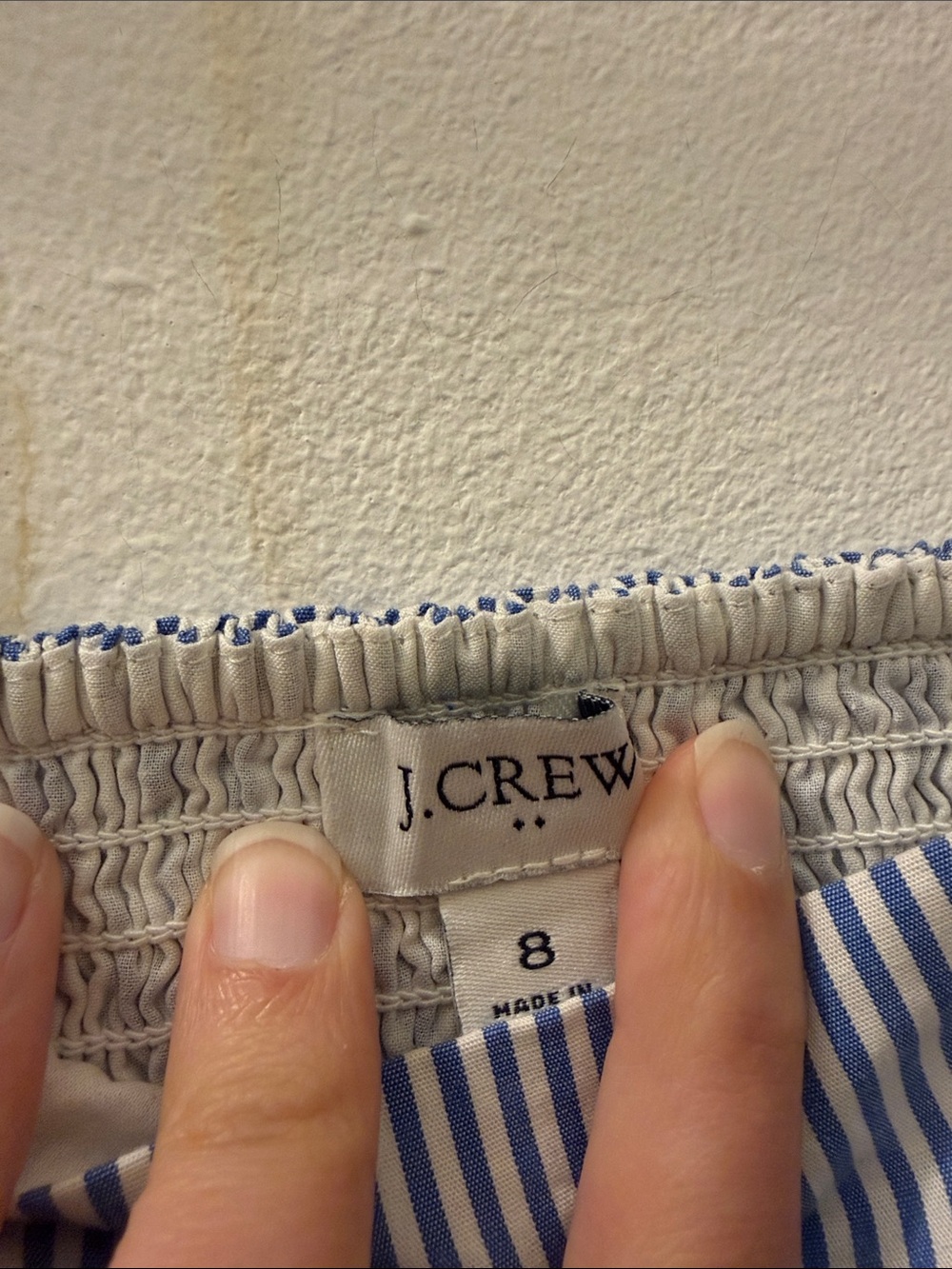 J Crew Blue and White Striped Puff-Sleeve Midi Dress - Picture 2 of 7